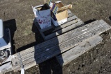 Pallet with Antique Clothes Hanger, Misc Clamps