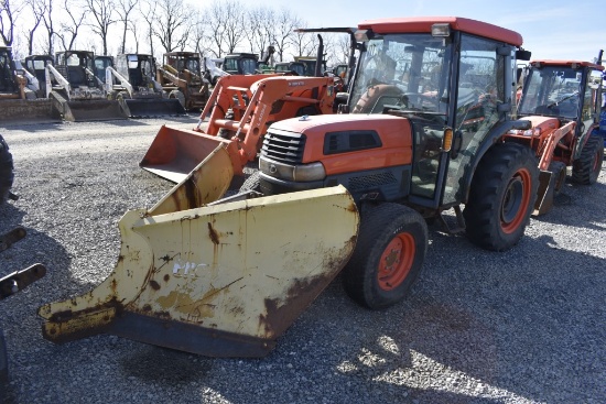 Kubota L4330D Tractor with V-Plow Blade