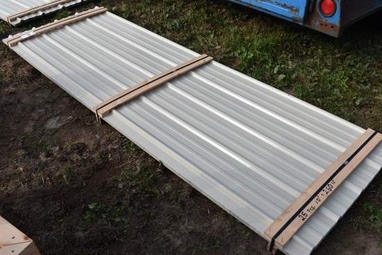 25 Pieces of 10' Sections of Beige Corrugated Metal Paneling