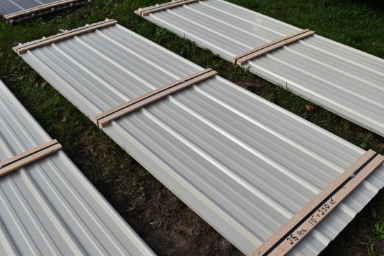 25 Pieces of 10' Sections of Beige Corrugated Metal Paneling