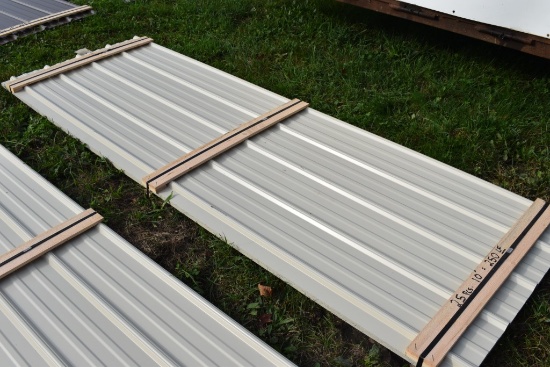 25 Pieces of 10' Sections of Beige Corrugated Metal Paneling