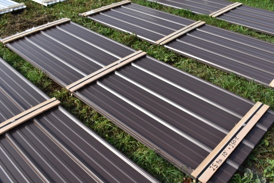 25 Pieces of 10' Sections of Brown Corrugated Metal Paneling