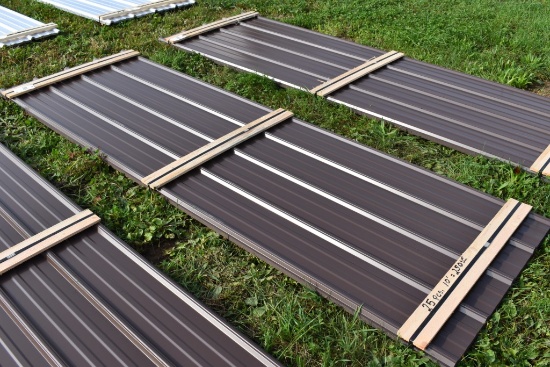 25 Pieces of 10' Sections of Brown Corrugated Metal Paneling