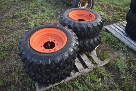 4 new Camso 10-16.5 Skidsteer Tires on 8 Lug rims