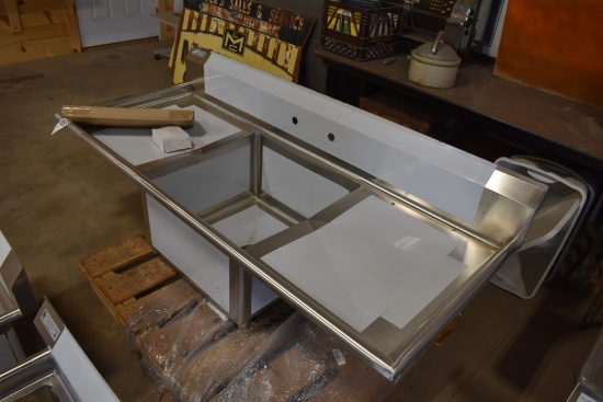 Single Bay Stainless Steel Sink with Dish Holding Area