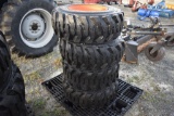 4 new Loadmaxx 12-16.5 Skidsteer tires on 8 Lug Orange rims