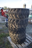 5 Caterpillar 12-16.5 Skidsteer tires on 8 Lug Rims