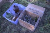Vintage Bottles, Vintage Box And Microwavable Trays