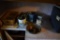 Contents Of counter including pens and headlamp a 2013 CS Amman Hand crafted pottery