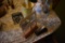 Group of misc office items and Vintage Oil Lamp