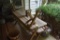 Wooden Picnic Table with 2 Bench Seats and bird feeder