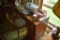 Small Wooden Desk with 4 Drawers with contents on and in