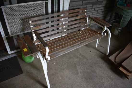 Wooden and Metal Porch Glider