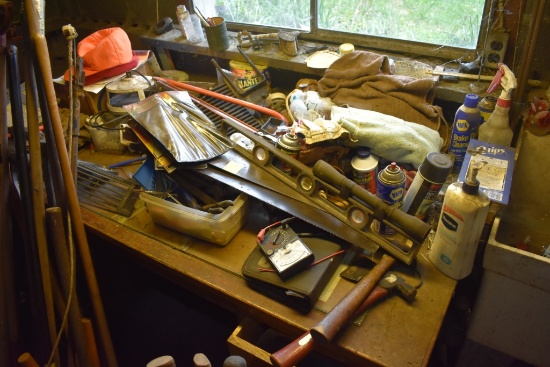 Work Bench with Group of misc items including tester