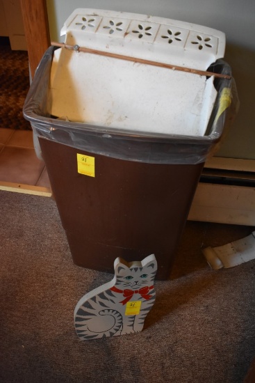 Kitty Doorstop and Garbage can
