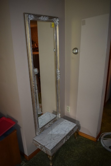 Parlor Mirror and Stool with marble top