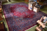 Rose and Blue Color Ornate Area Carpet