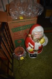 Light Up Santa in Original Box and Vintage Tree Stand