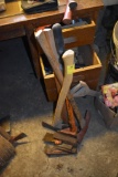 Double bladed with Axe with Splitting maul and wedges and two other mauls