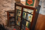 Antique Enclosed Book Case with Books and 3 Tier Corner Shelf