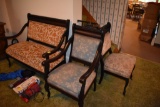 Parlor Love Seat on Small Caster Wheels