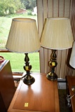 Two Lamps with Bronze Finish Stands
