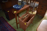 Small half circle end table with magazine holder