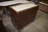 Wooden Rolling Display Case with Plexiglass Flip open Top