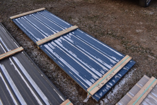 27 10' Sections of Navy Blue Corrugated Metal Paneling