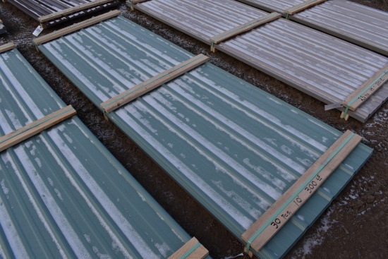 30 10' Sections of Grey Blue Corrugated Metal Paneling