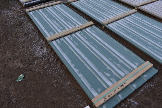 29 10' Sections of Grey Blue Corrugated Metal Paneling