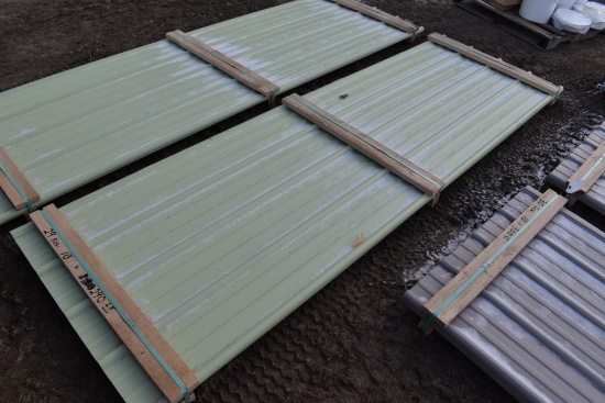 29 10' Sections of Light Green Corrugated Metal Paneling