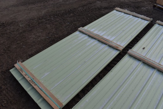 25 10' Sections of Light Green Corrugated Metal Paneling