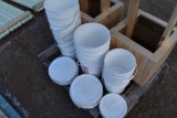 Group of Plastic Buckets with Lids