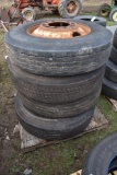 4 Michelin 11R24.5 Tires on 10 Lug Rims