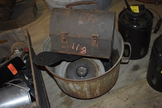Galvanized Pail with Lunch Box