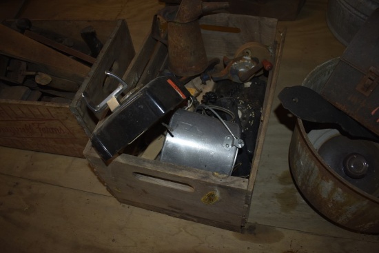 Wooden Crate of Vintage Items