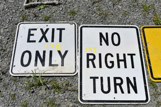 Exit Only and No Right Turn Signs