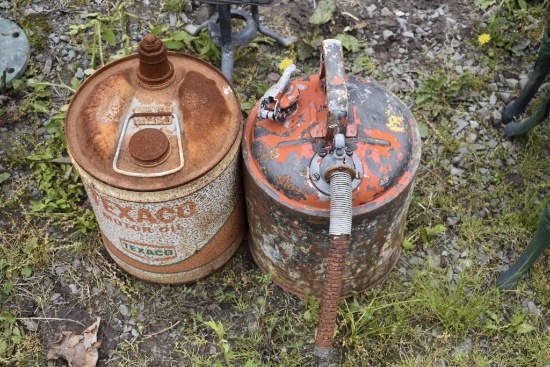 Texaco Motor Oil Can and Vintage Gas Can