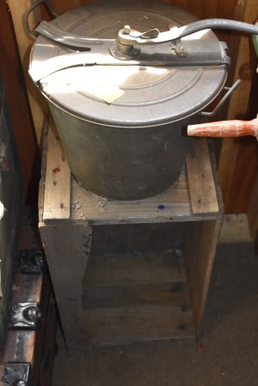 Vintage Ice Cream Maker and Wooden Crate
