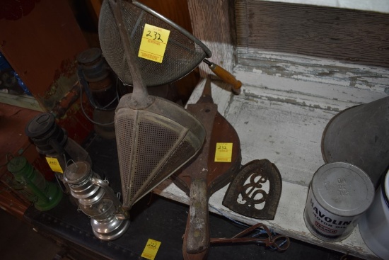 2 Sifters, Cleaver, Bellow, and Iron Holder