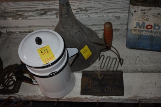 Tea Kettle, Funnel, Brander, 1886 Griddle