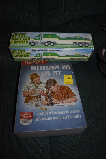 BP Toy Race Car Carrier and Gilbert Lab Set