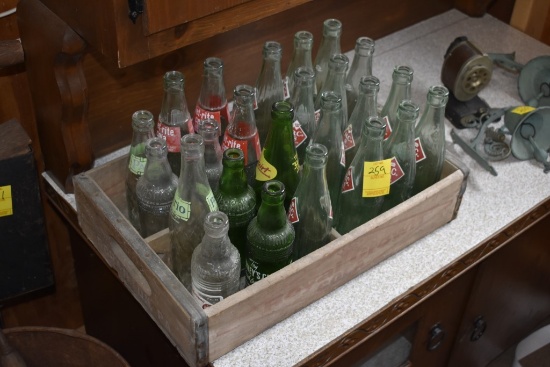 Royal Crown Cola Crate with Misc Soda Bottles