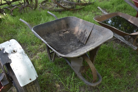 Vintage Steel Wheel  Barrow