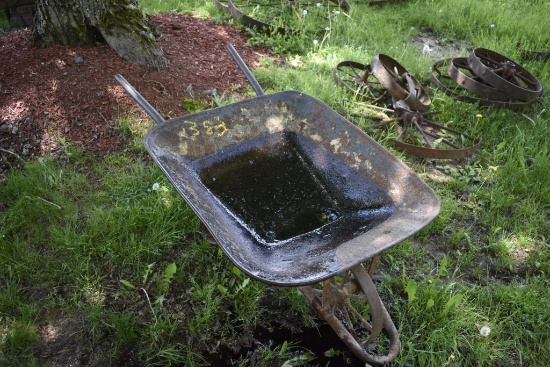 Vintage Steel Wheel  Barrow
