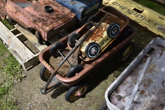 3 Vintage Metal Wagons