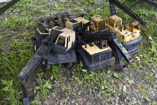 2 Tonka Wheeled Excavators and Tonka Crane