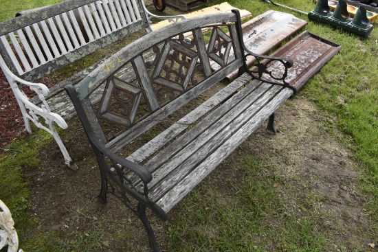 50" Cast Iron Wood Park Bench