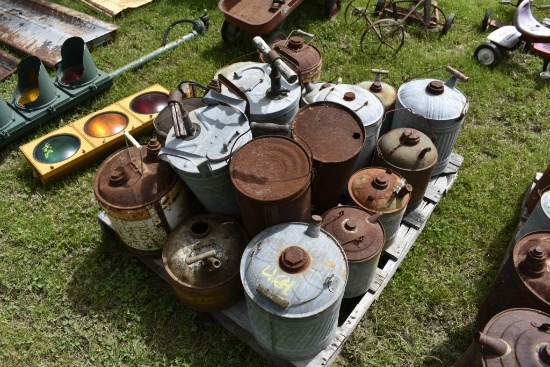Pallet of Oil and Fuel Cans